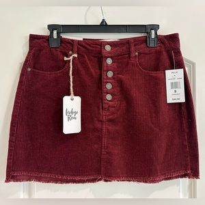 NWT Indigo Rein Size 9 Crimson Corduroy Skirt